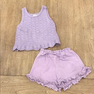 Zara Lavender Crochet Tank and Shorts Set Size 2-3